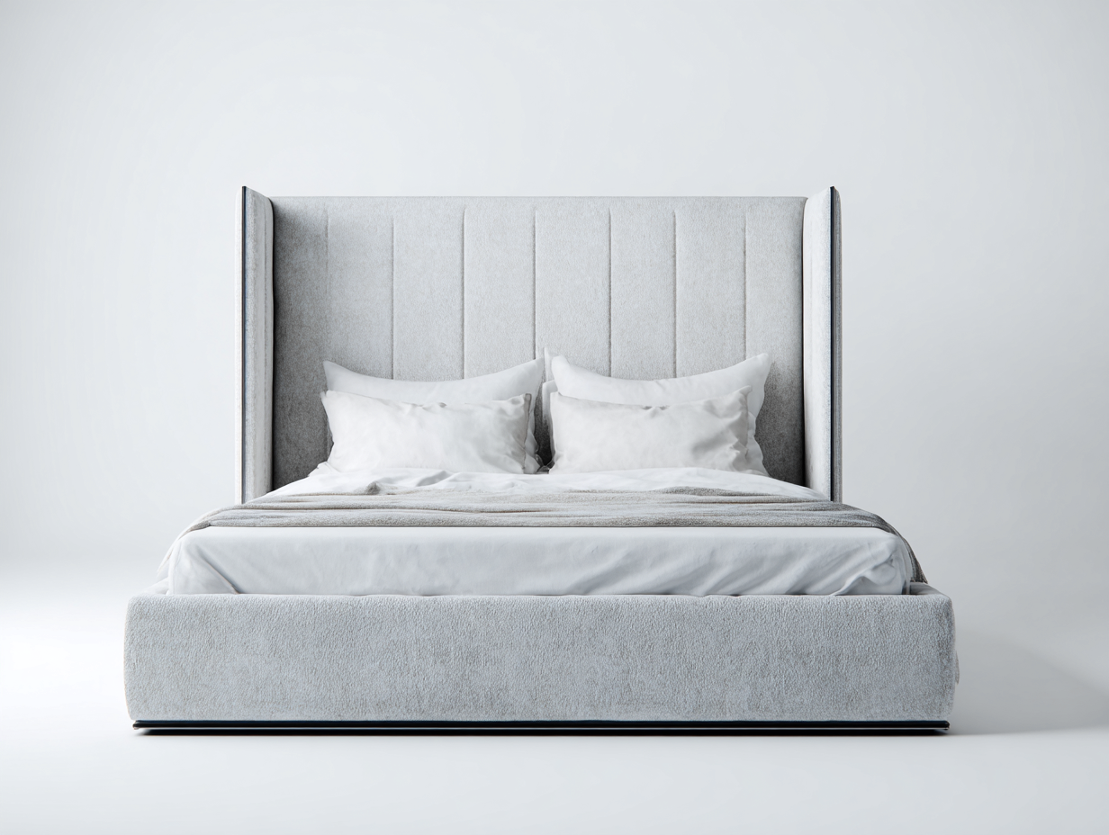 Doppelbett Stoffbezug 218 x 178 x 128 cm - Hellgrau - Polsterbett für das Schlafzimmer-Vazencohaus