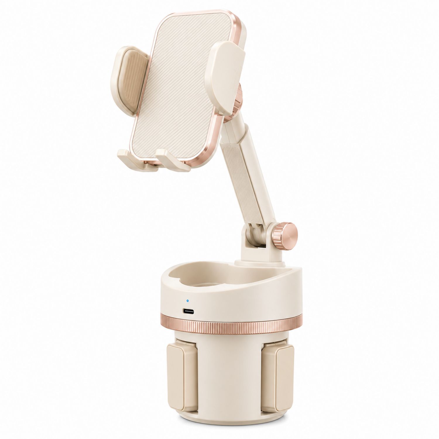 Soporte para Teléfono de Coche Ajustable Beige y Dorado