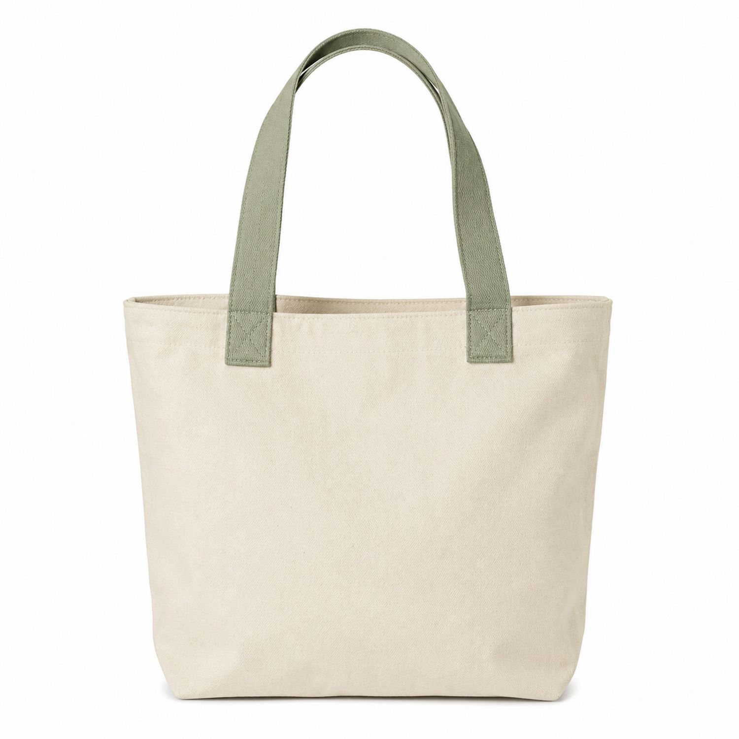 Bolso de Mano Beige y Verde con Asas Largas