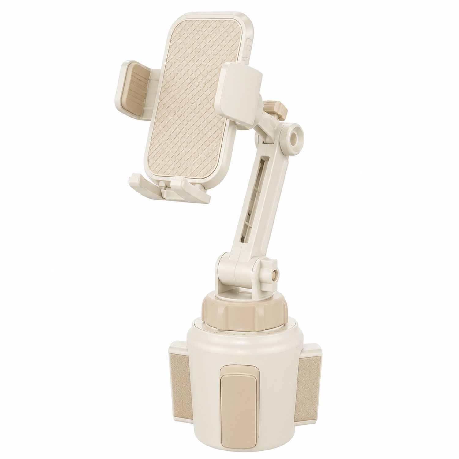 Soporte de Teléfono para Coche Ajustable Beige en Portavasos
