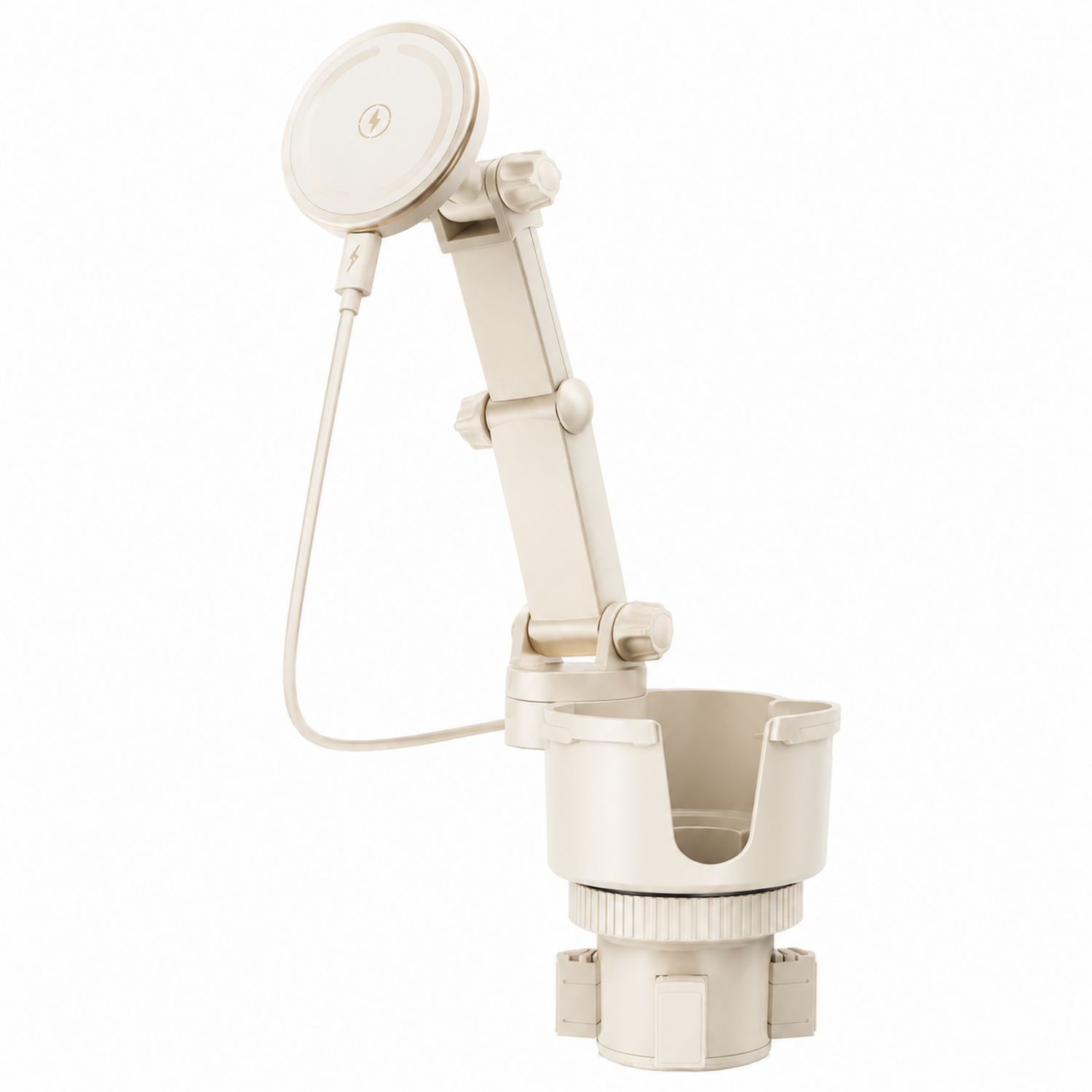 Soporte de Carga Inalámbrico para Coche Beige Ajustable