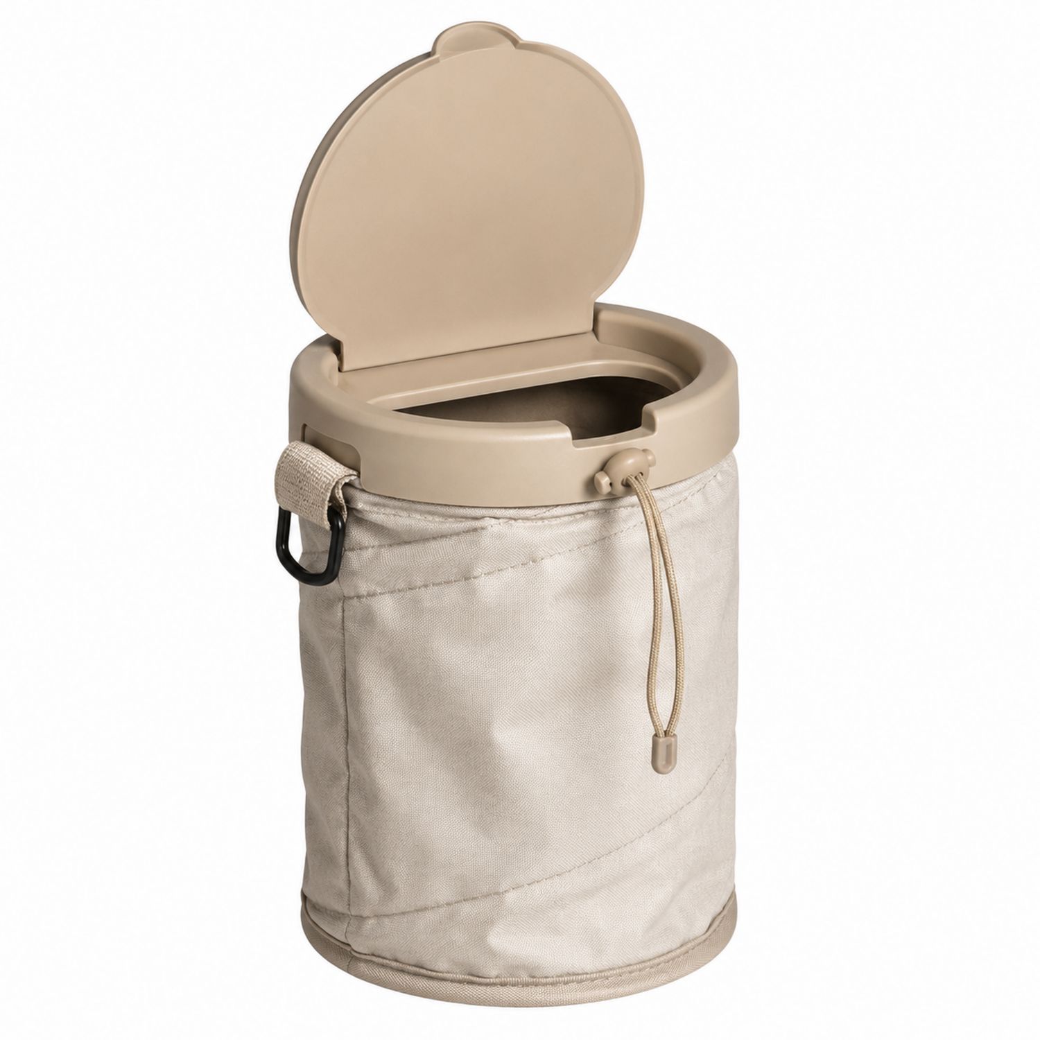 Papelera plegable para coche con tapa abatible beige
