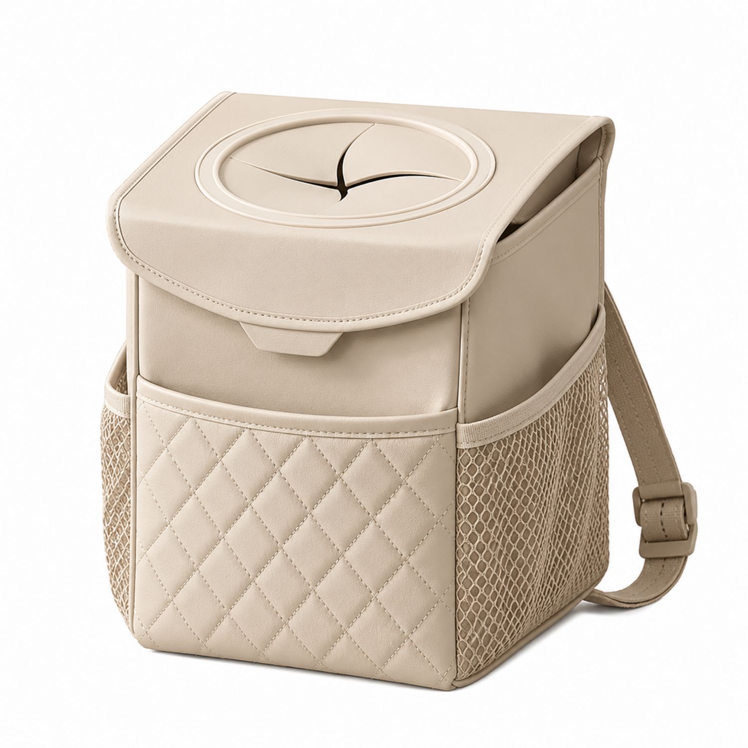 Papelera de Coche Beige 5L con Tapa Abatible
