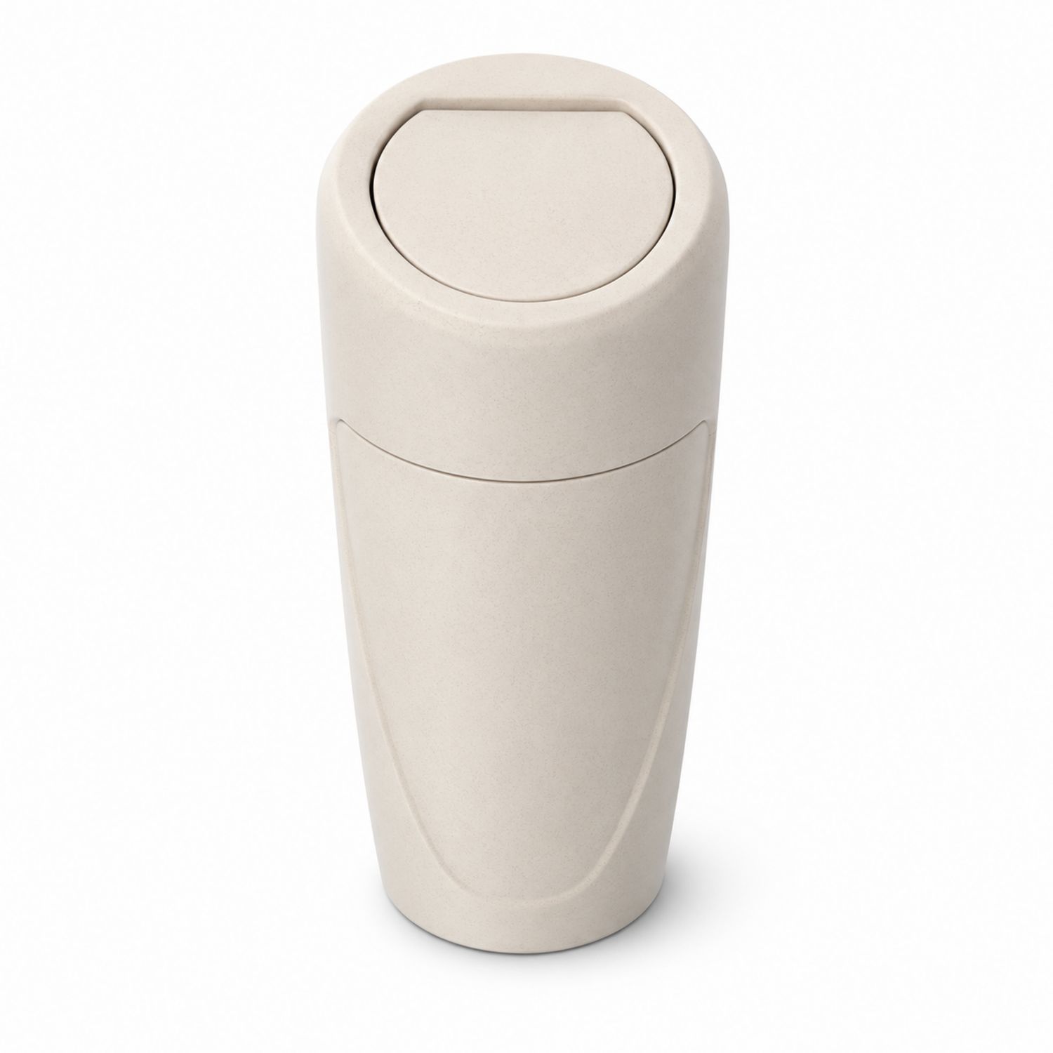 Papelera de Escritorio Redonda Beige 10L con Tapa Abatible