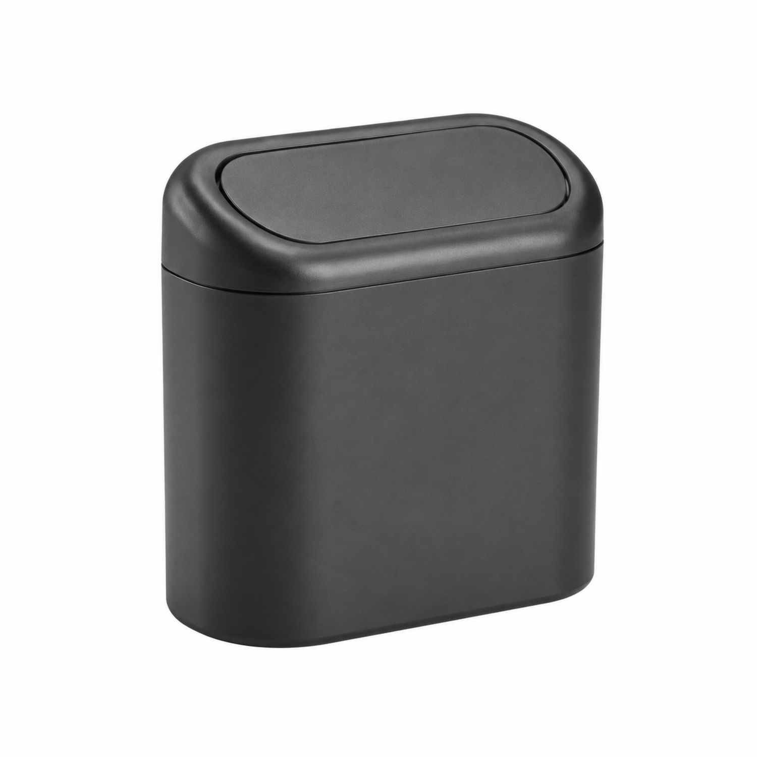 Cubo de Basura Negro Compacto con Tapa a Presión 5L