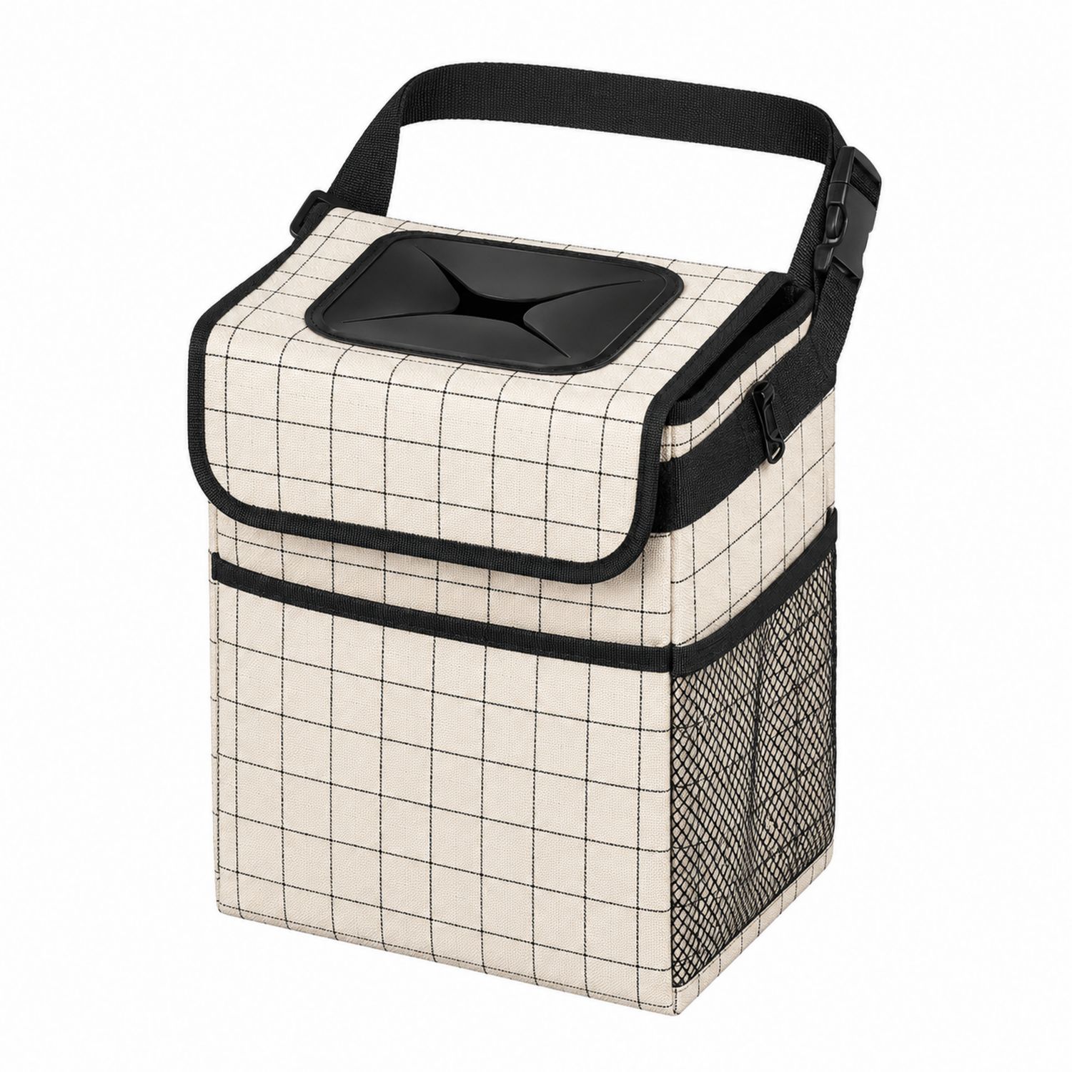 Cubo de basura plegable 10L rejilla crema y negro
