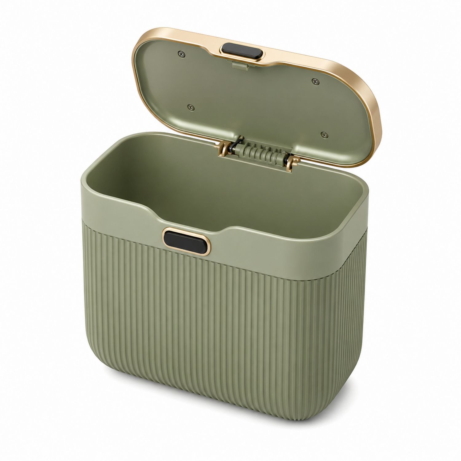 Cubo de Basura Texturizado Verde con Tapa Abatible