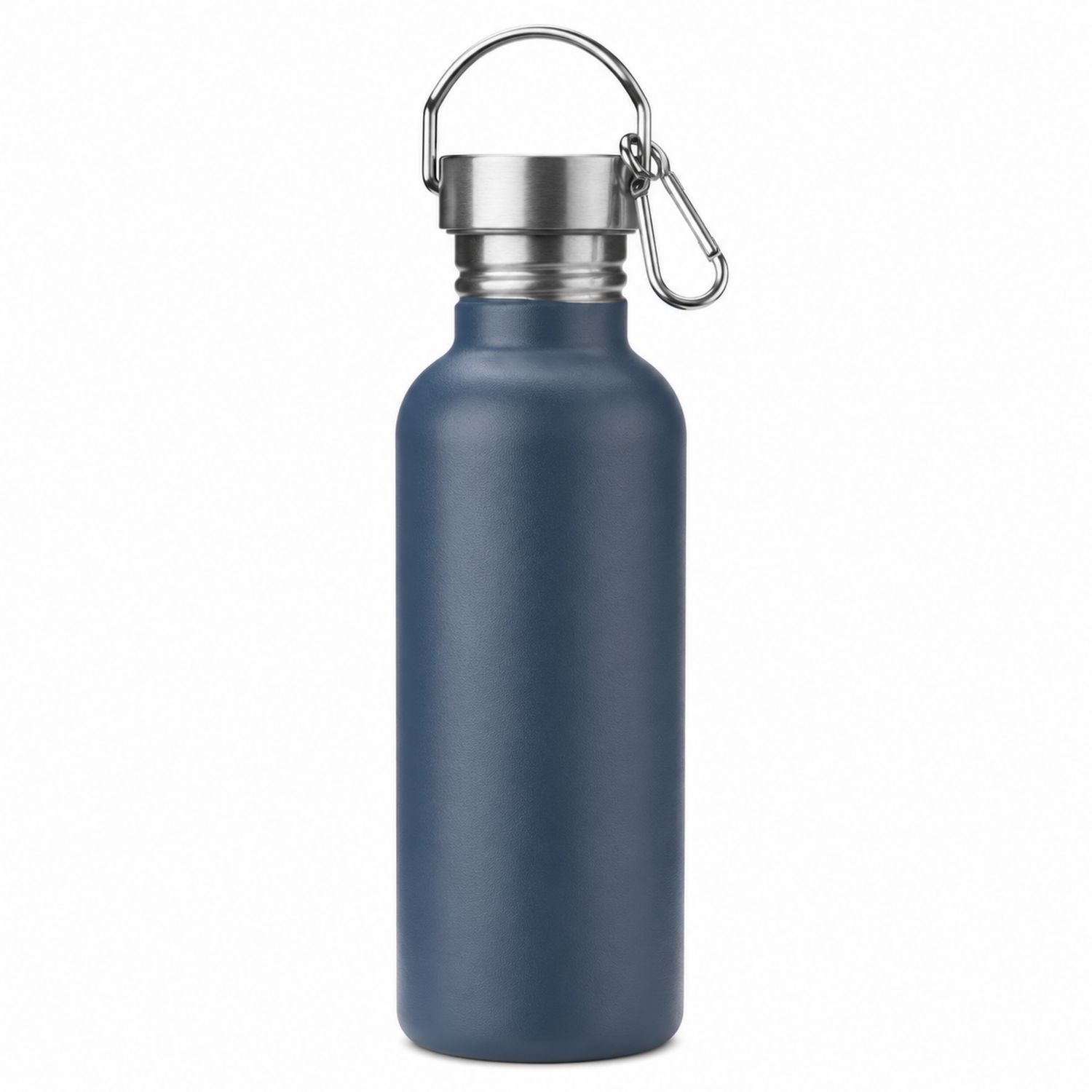 Edelstahl Trinkflasche 500ml mit Karabiner - Marineblau