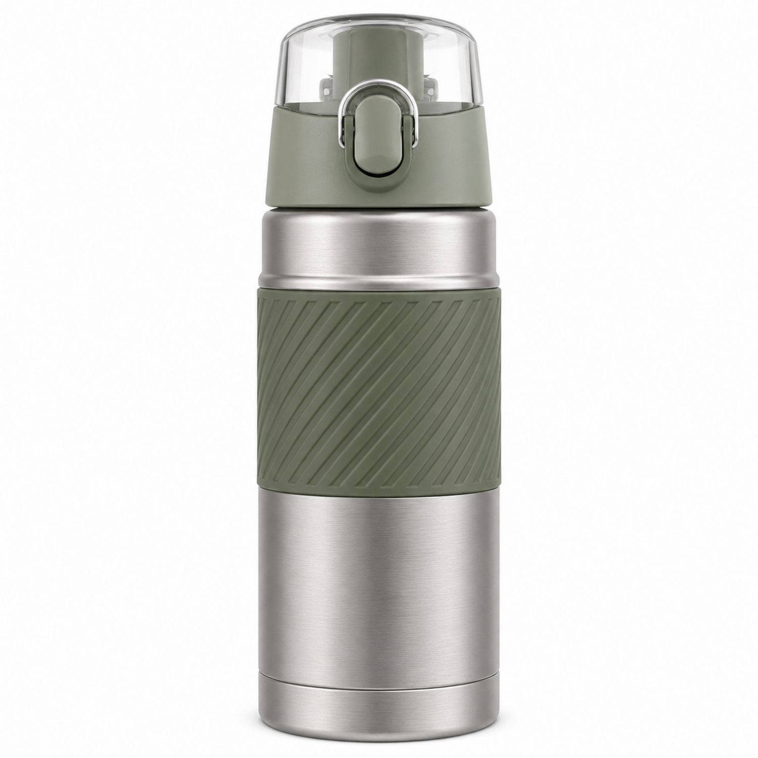Doppelwandige Isolierflasche aus Edelstahl mit grünem Griff 500 ml