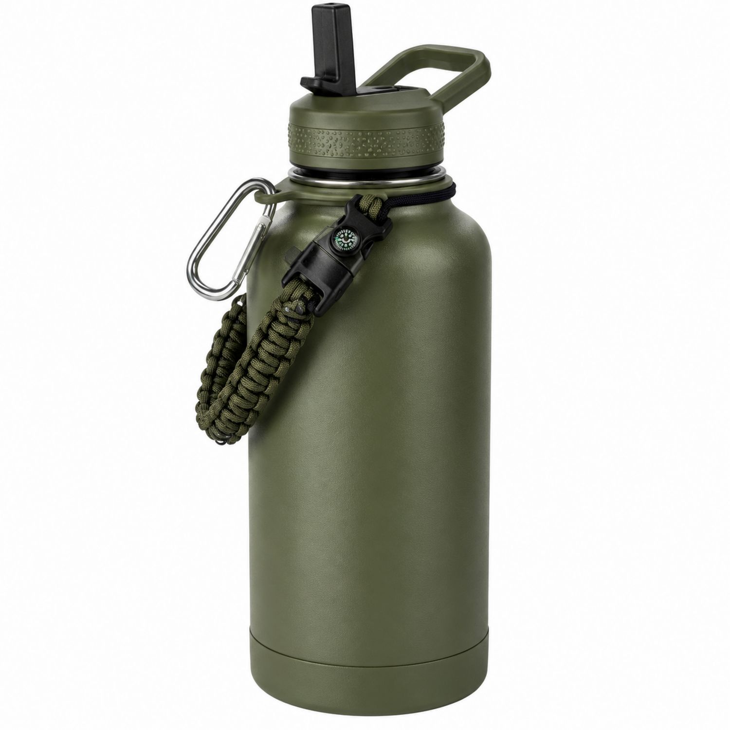 Isolierflasche 1000ml Olivgrün mit Paracord-Trageschlaufe