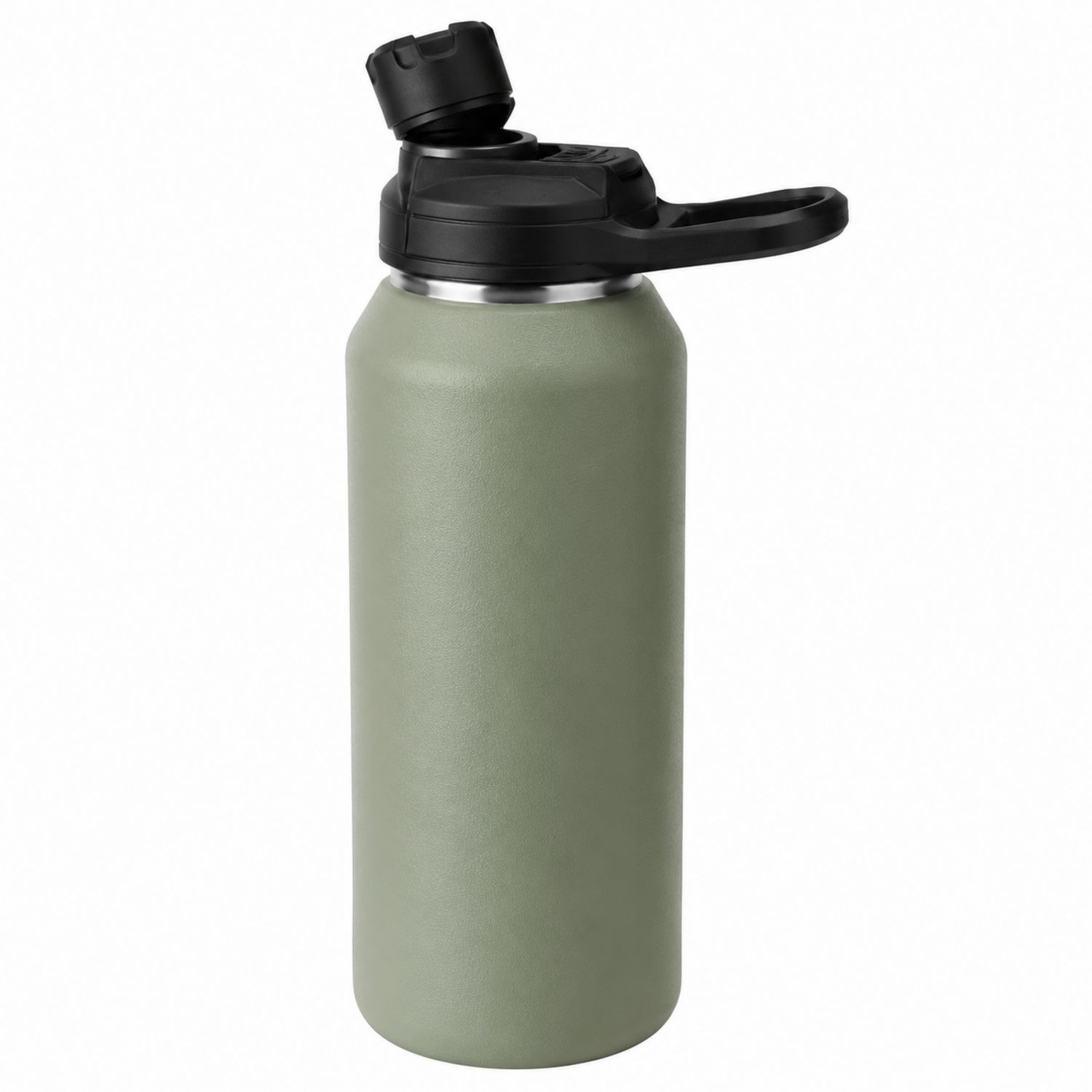 750 ml Doppelwandige Isolierflasche mit Trinkverschluss Olivgrün