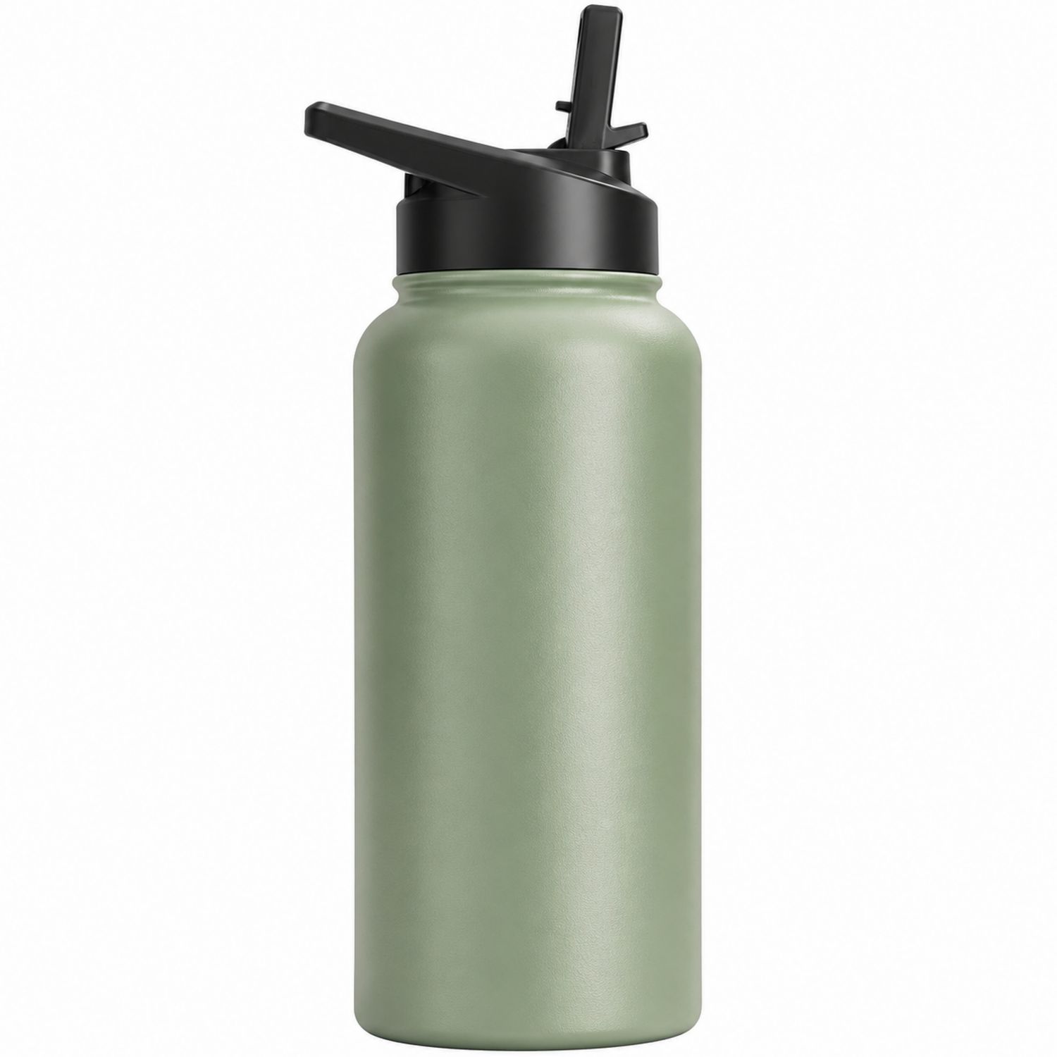 Trinkflasche mit Trinkhalm 750ml, Grün/Schwarz