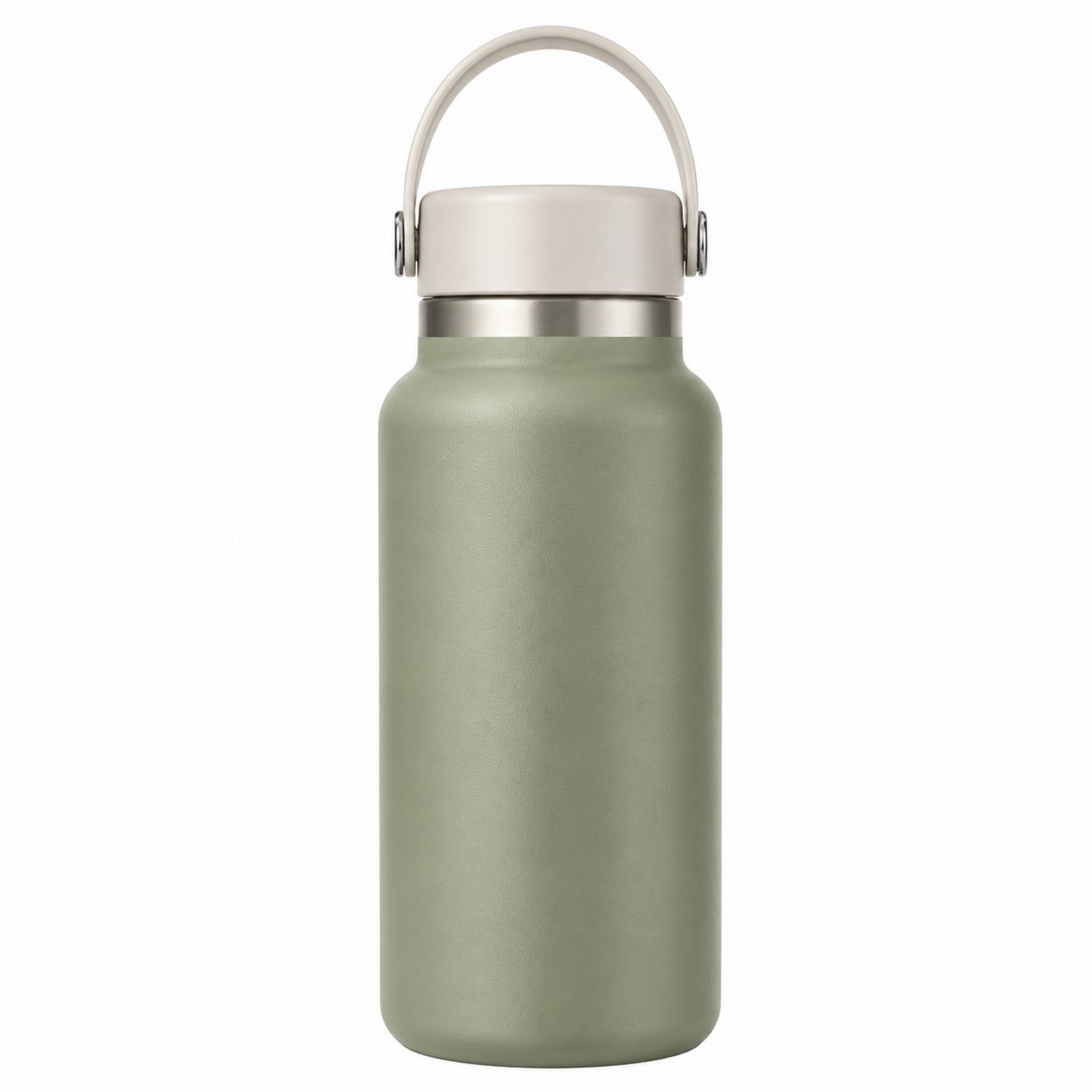 Doppelwandige Isolierflasche 1L Olivgrün mit Tragbarem Griff