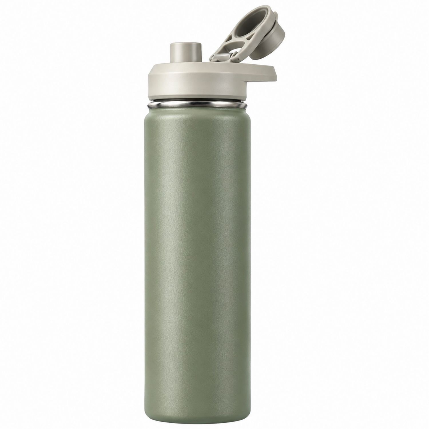 Vakuum-Isolierflasche 600ml Olivgrün mit Klappdeckel