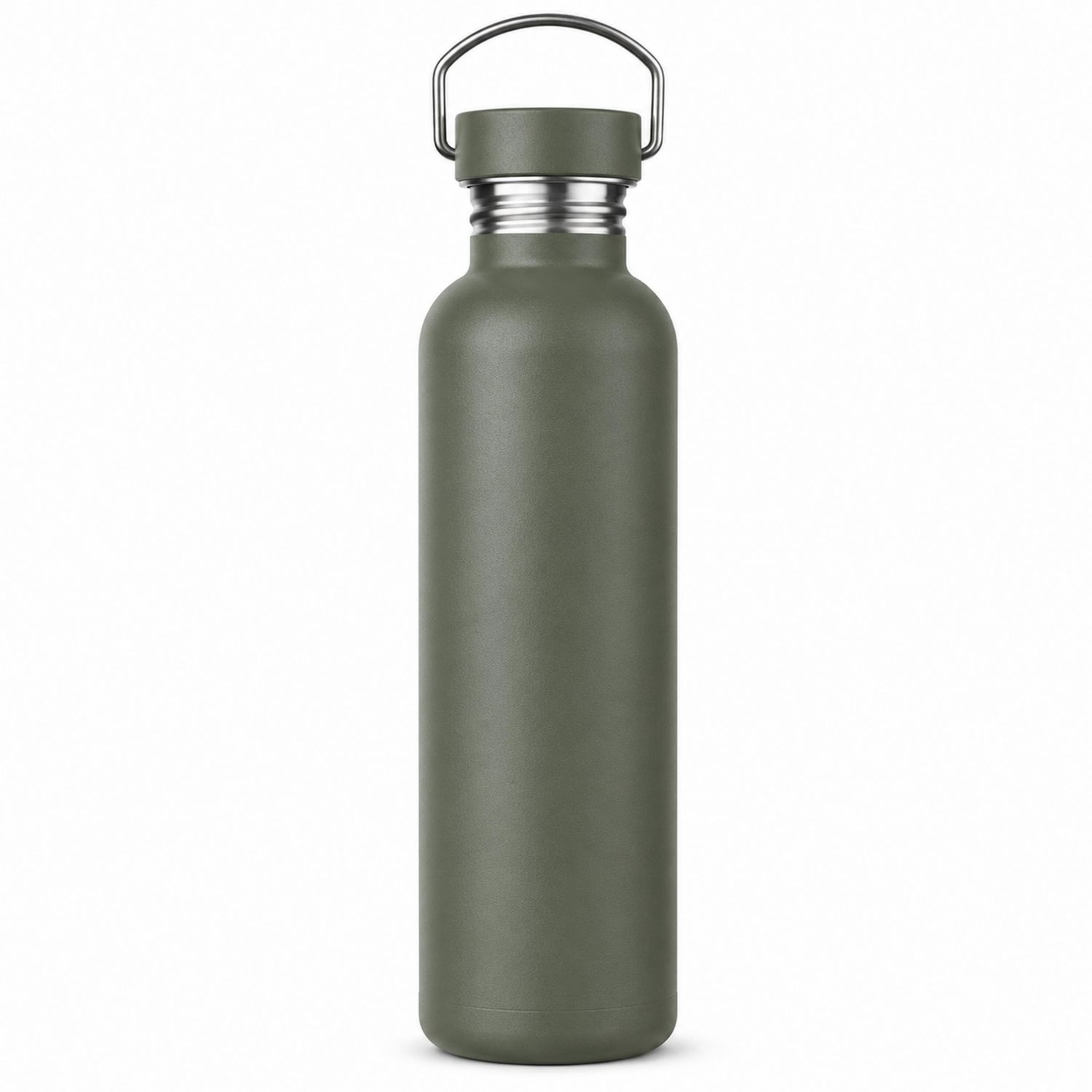 750ml Isolierte Edelstahl Trinkflasche Olivgrün mit Tragegriff