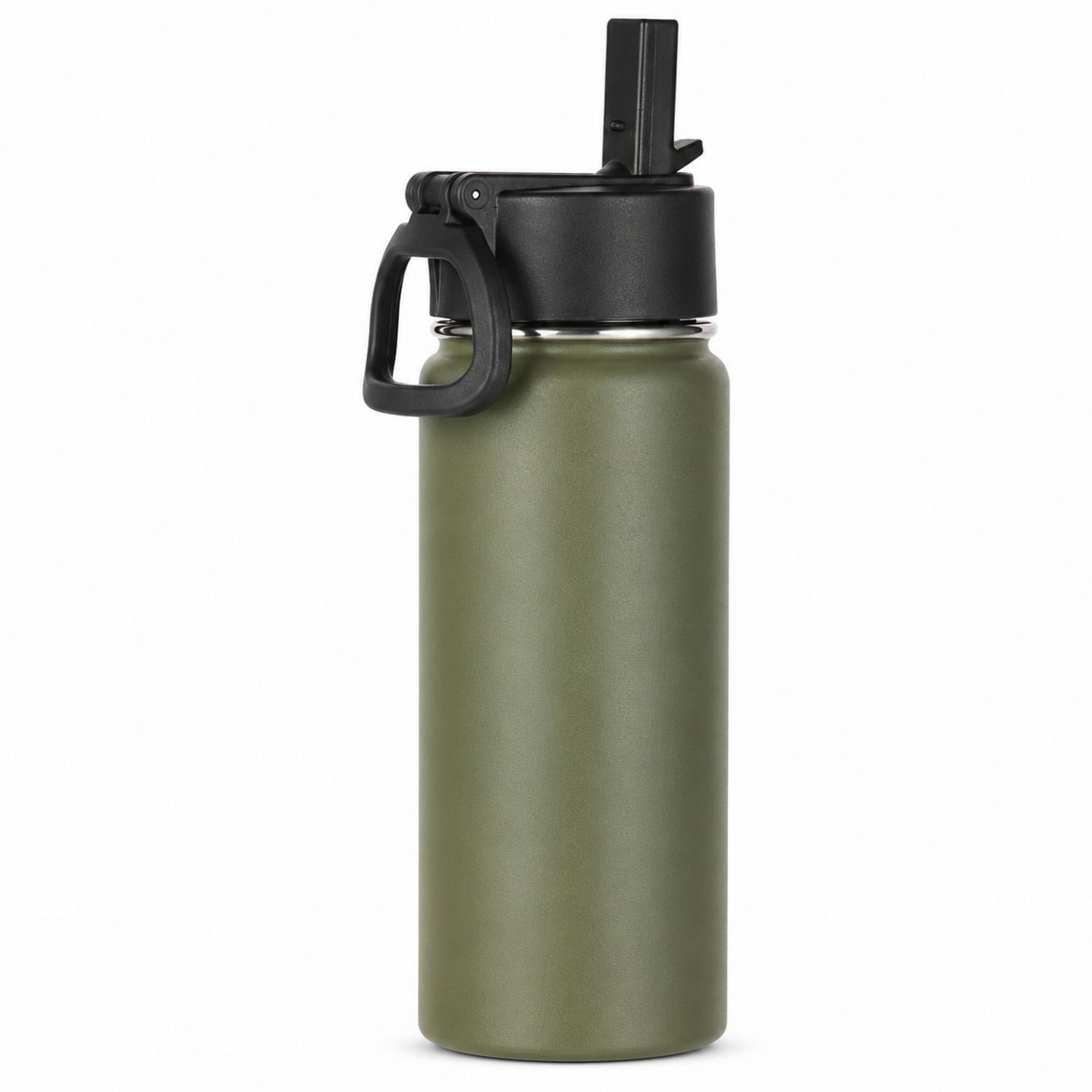 Grüne Trinkflasche mit Strohhalm, 750ml, auslaufsicher