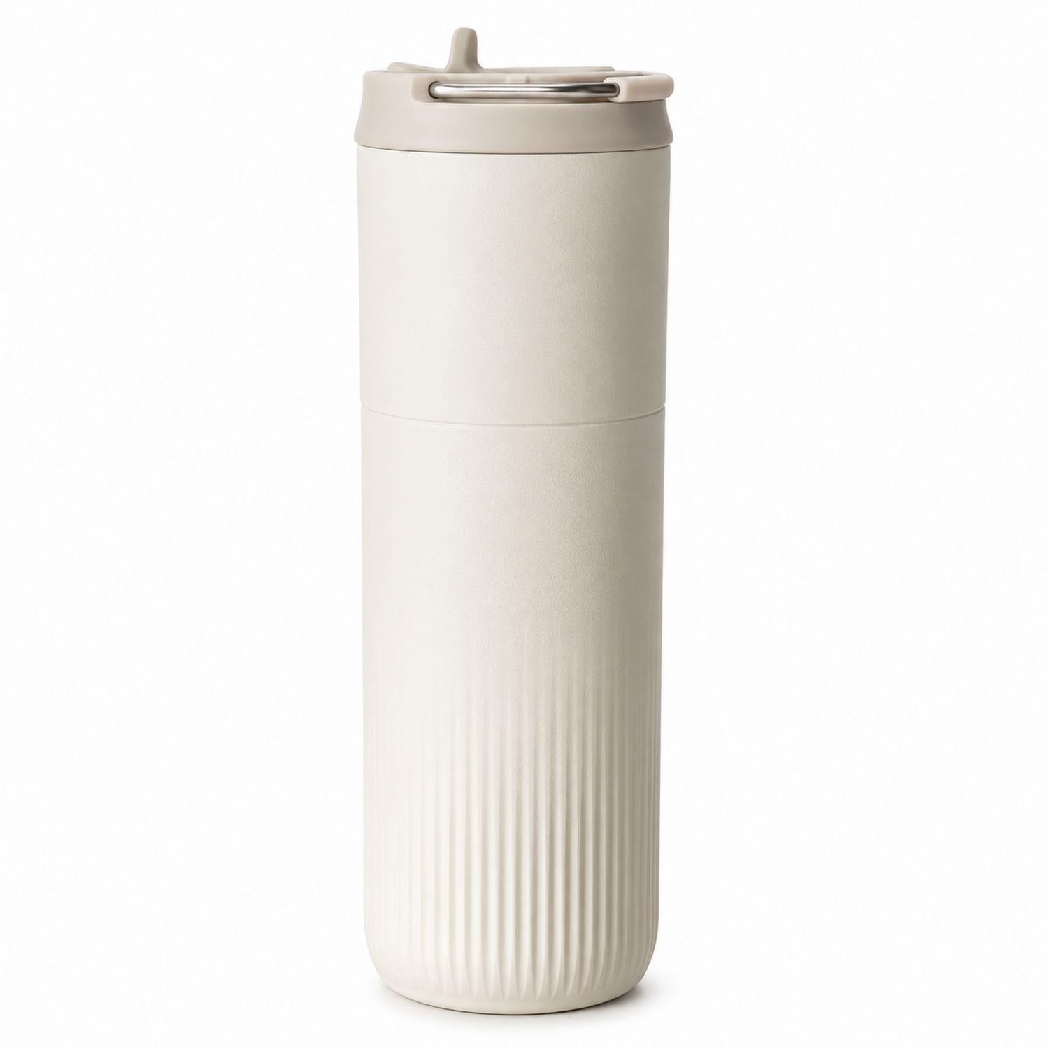 Doppelwandiger Thermobecher Cremeweiß 500ml mit Tragegriff