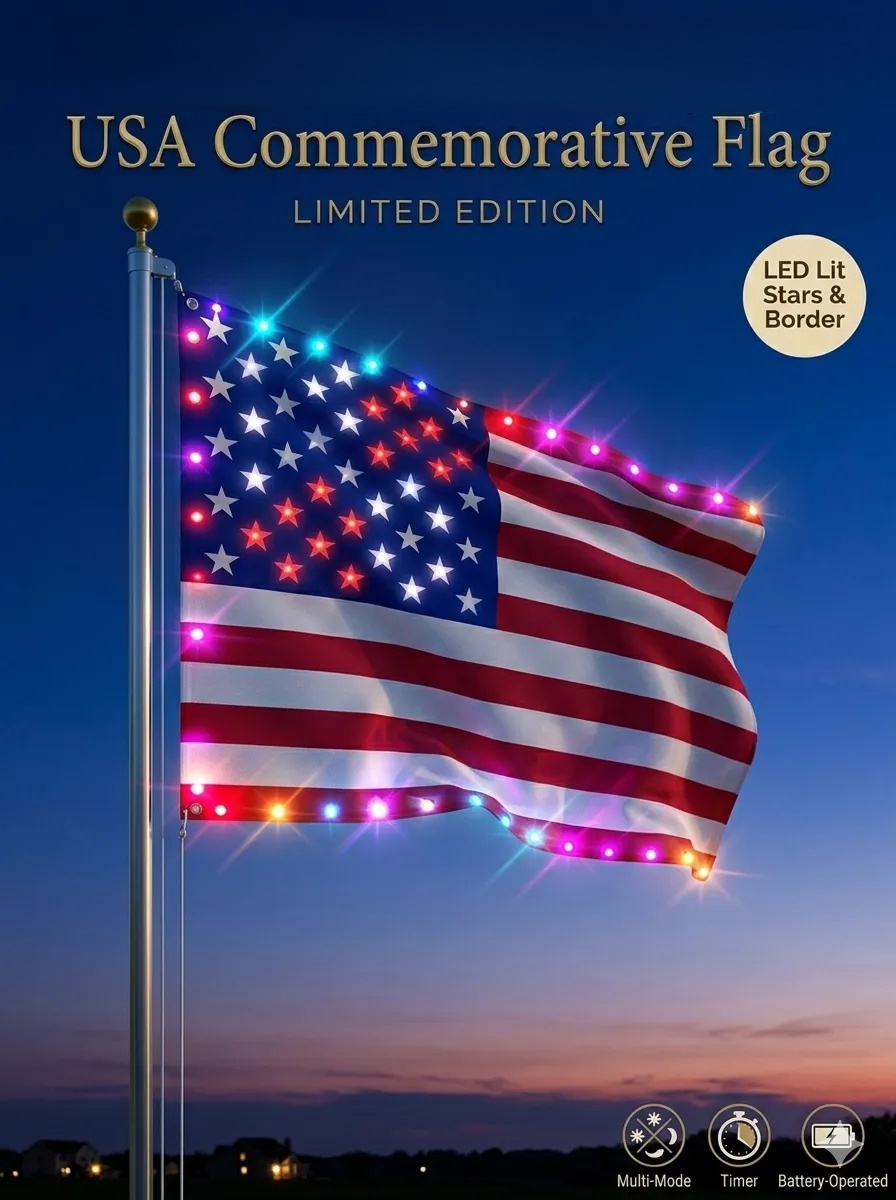 Last Day 49% OFF🔥 🦅 Illuminated USA Commemorative Flag - Premium LED Edition -Bestseller