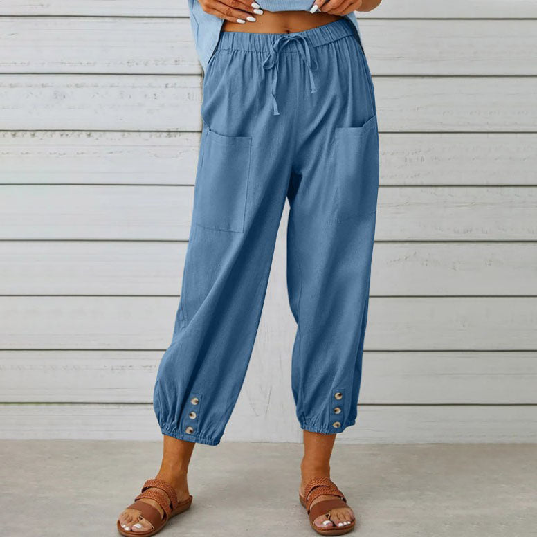 Lidia™ - Weite Damenhose aus Baumwolle und Leinen