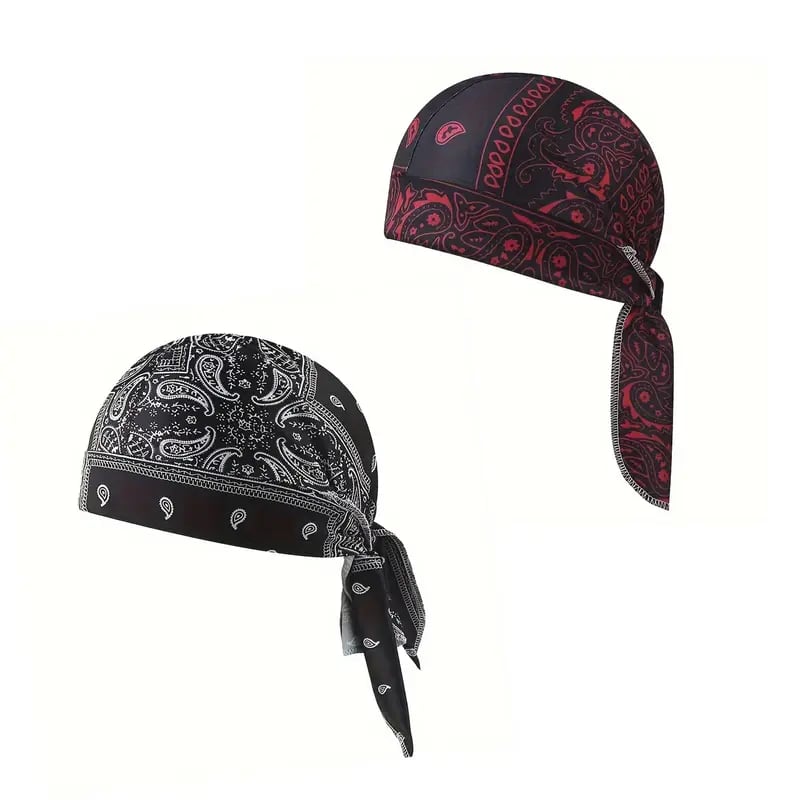 Paisley Cooling Headscarf Cap 5Pcs Set, Motorcycle Pirate Head Wrap Safety Helmet Liner