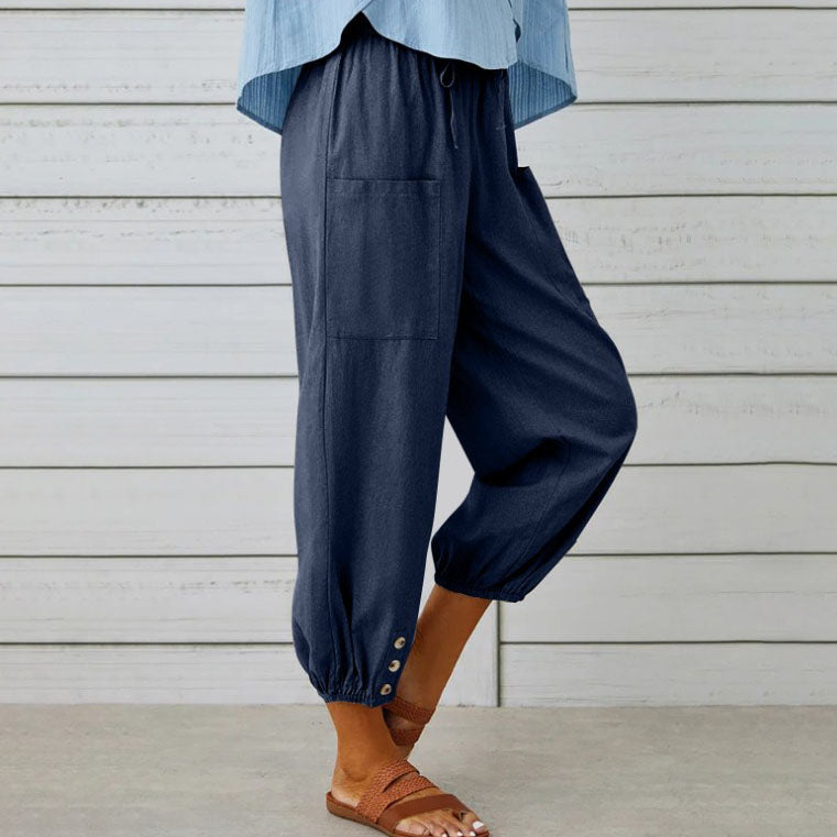Lidia™ - Weite Damenhose aus Baumwolle und Leinen