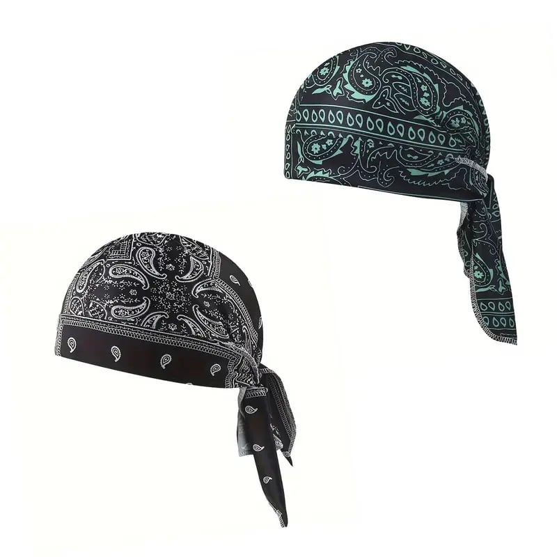 Paisley Cooling Headscarf Cap 5Pcs Set, Motorcycle Pirate Head Wrap Safety Helmet Liner