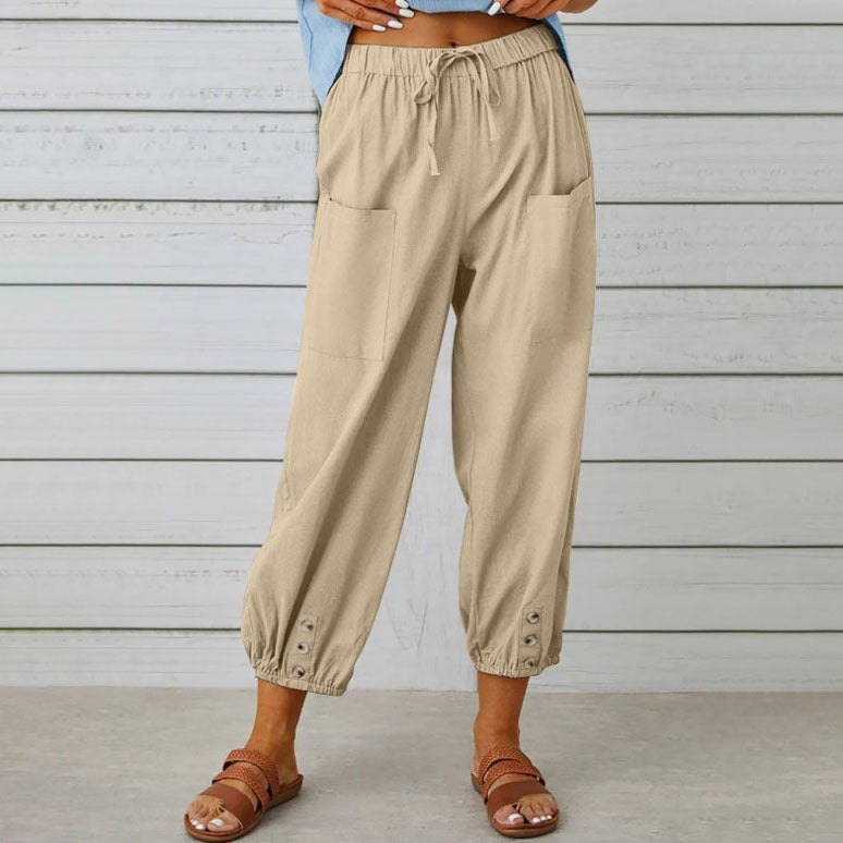 Lidia™ - Weite Damenhose aus Baumwolle und Leinen