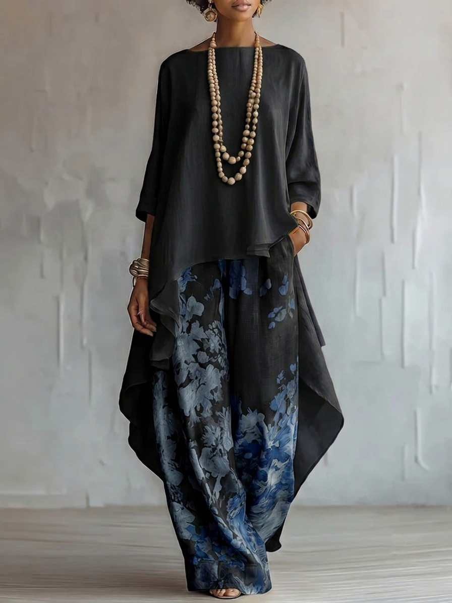 Casual Cotton-Linen Floral Vacation Set
