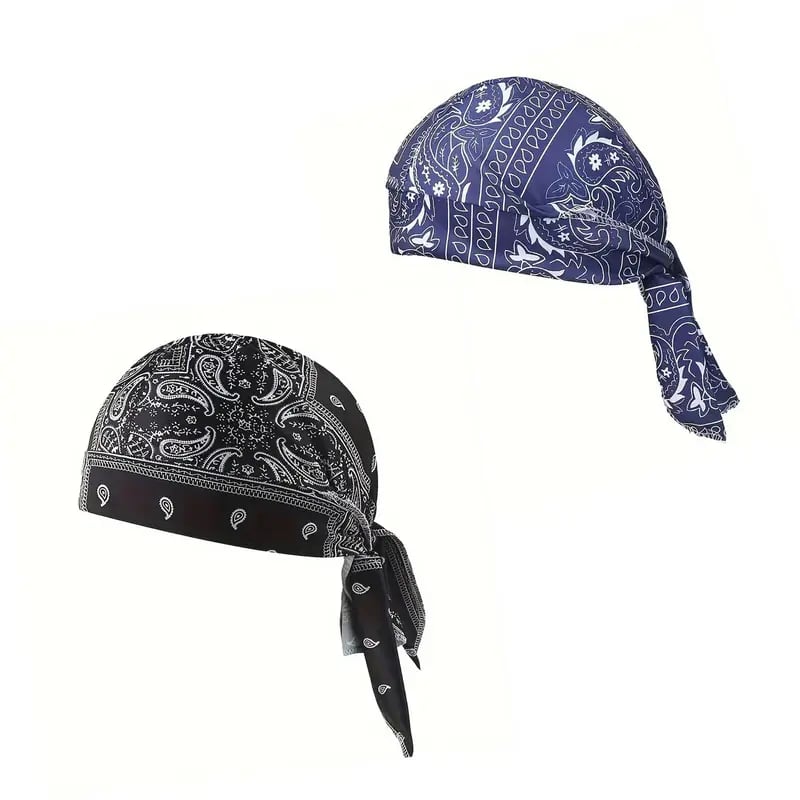 Paisley Cooling Headscarf Cap 5Pcs Set, Motorcycle Pirate Head Wrap Safety Helmet Liner
