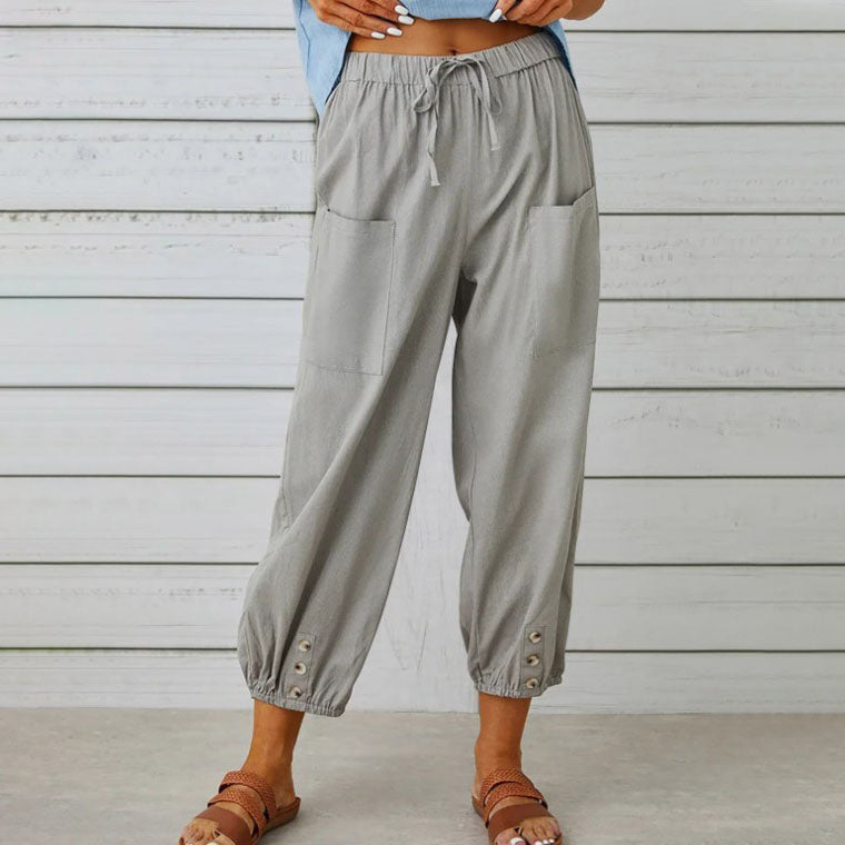 Lidia™ - Weite Damenhose aus Baumwolle und Leinen