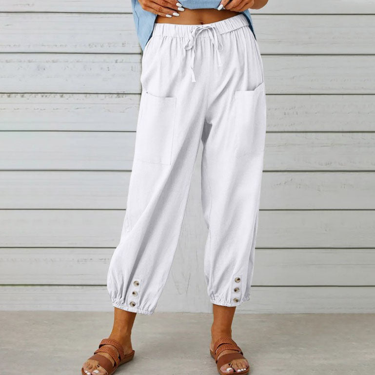 Lidia™ - Weite Damenhose aus Baumwolle und Leinen