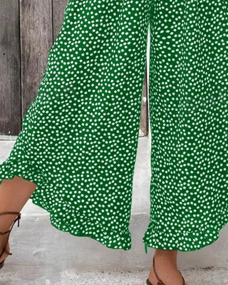 Polka Dot Loose High-Waist Wide-Leg Pants