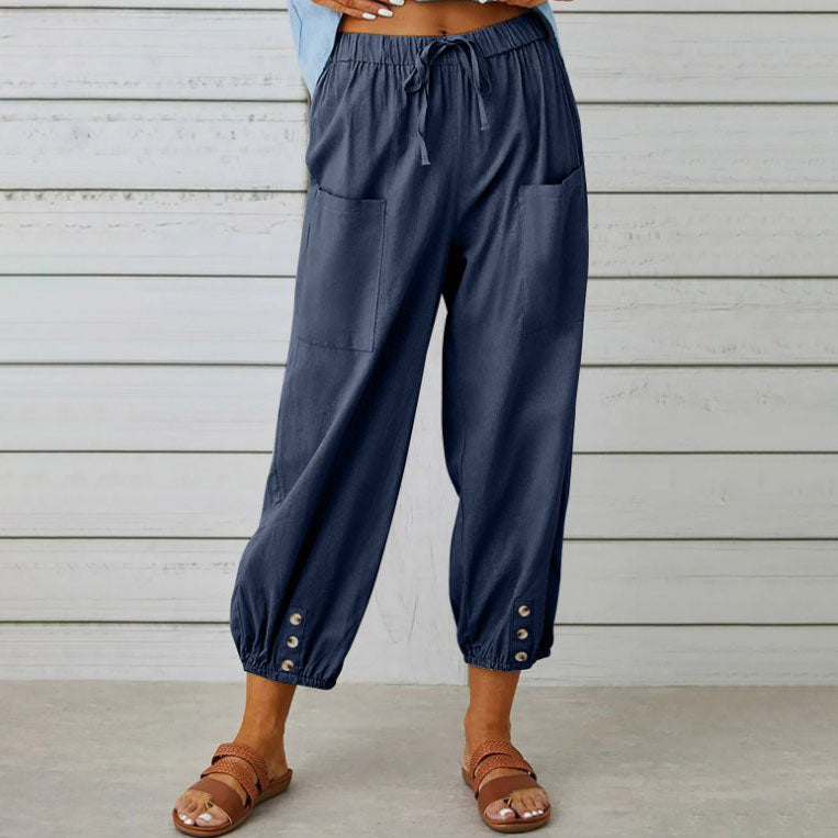 Lidia™ - Weite Damenhose aus Baumwolle und Leinen