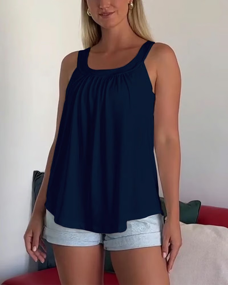 Bügelloses Tanktop mit integriertem BH und Falten-Design ✅