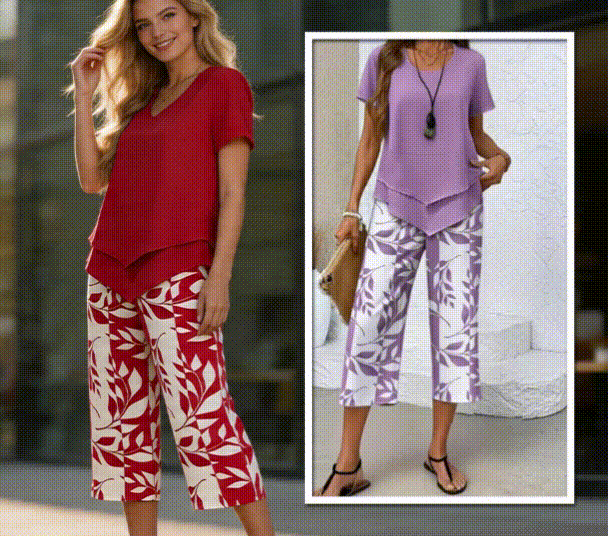 Asymmetric Tunic and Wide Leg Pants Set