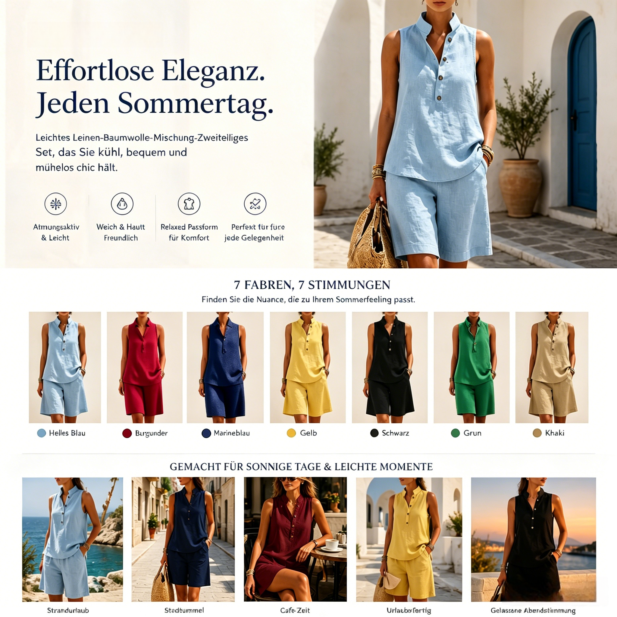 Sommerliches Zweiteiler-Set für Damen - Leicht. Elegant. Mühelos stilvoll.