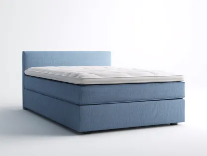 Camas dobles tapizadas de tela 200x160x100 cm - azul claro-blanco - cabecero acolchado - diseño moderno para dormitorio-Soluxzanest