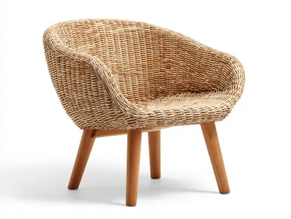 Sillón de ratán 72x66x82 cm - color natural - estructura envolvente y diseño moderno-Soluxzanest