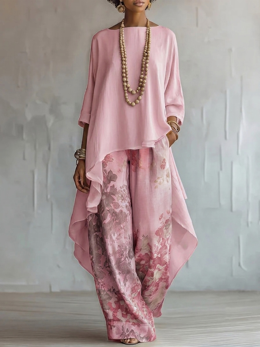 Casual Cotton-Linen Floral Vacation Set