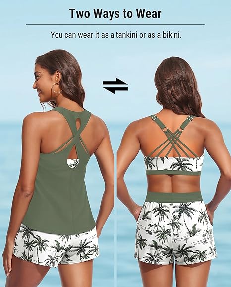 ⏰LAST DAY 49% OFF - 3 Piece Tankini with Shorts 🔥