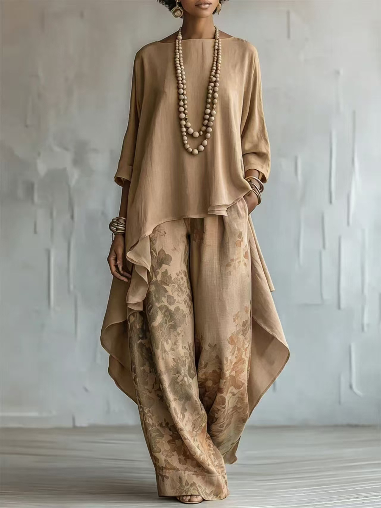 Casual Cotton-Linen Floral Vacation Set