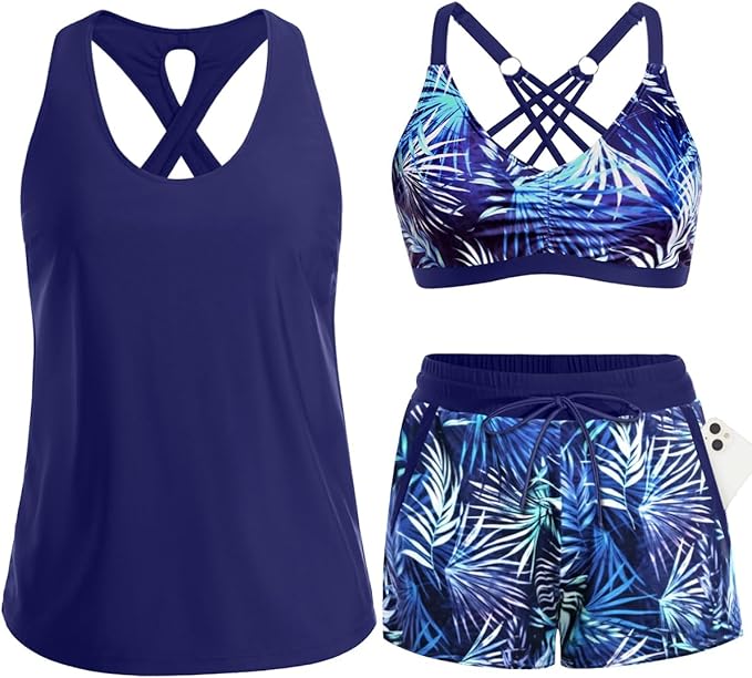 ⏰LAST DAY 49% OFF - 3 Piece Tankini with Shorts 🔥