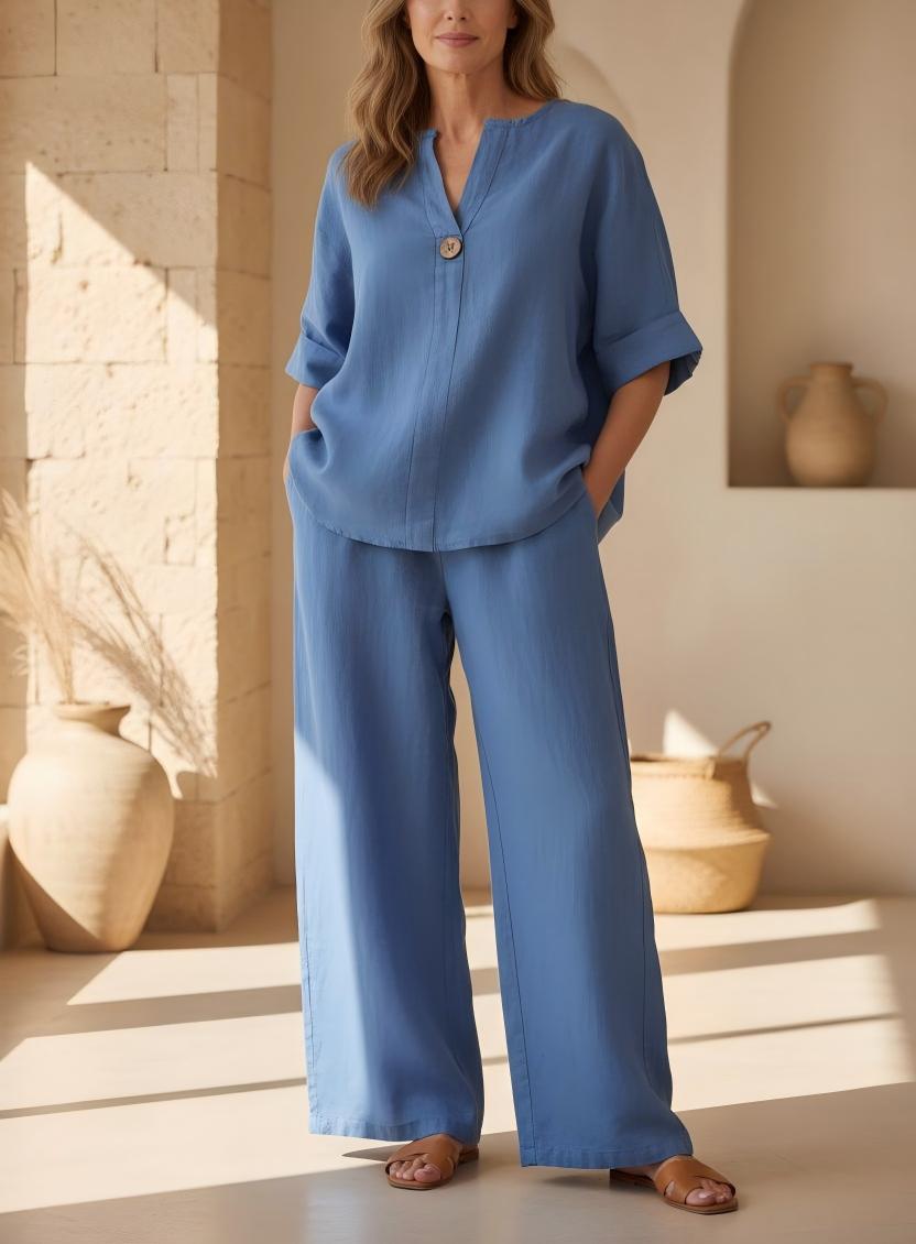 ⏰ LAST DAY SAVE 50% 💥Women's Warm Cotton Linen Wide-Leg Home Wear Set