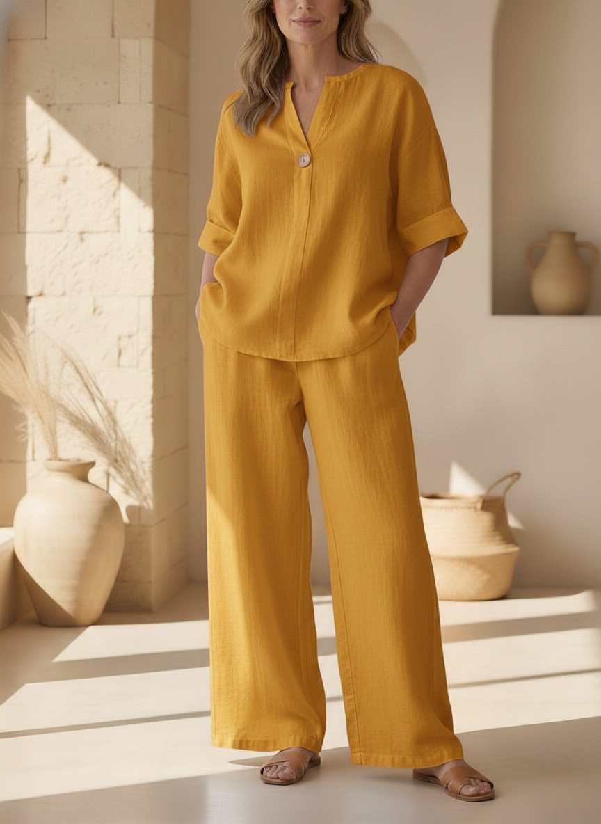 ⏰ LAST DAY SAVE 50% 💥Women's Warm Cotton Linen Wide-Leg Home Wear Set