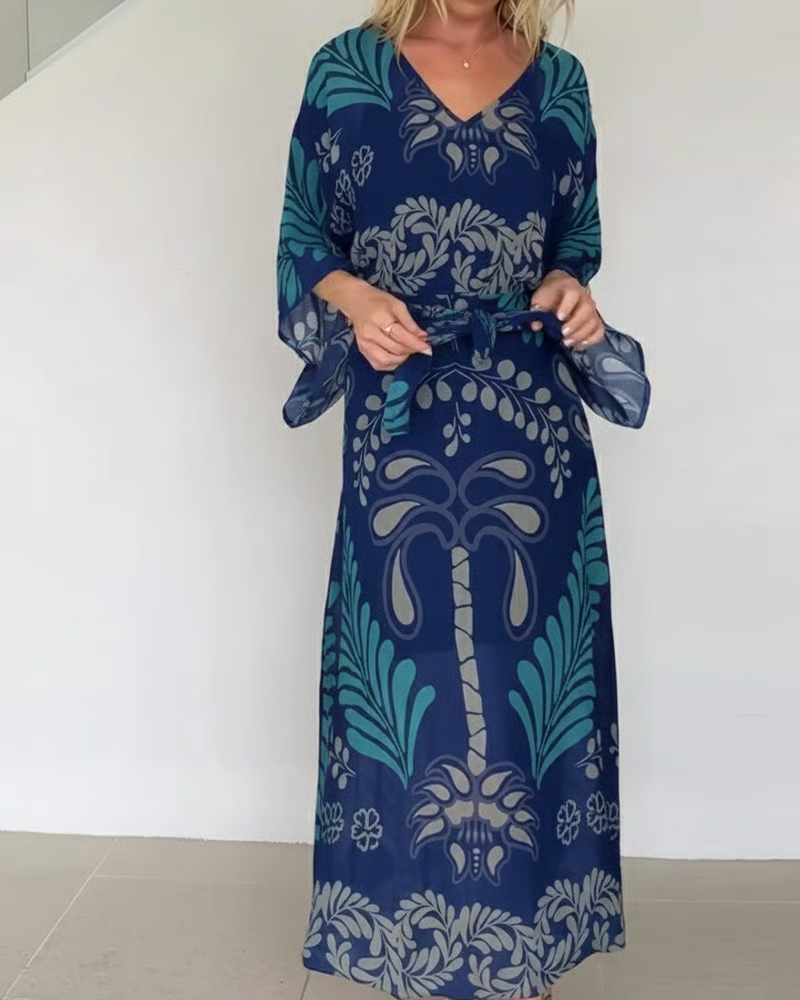 Bohemian V-Neck Loose Dress