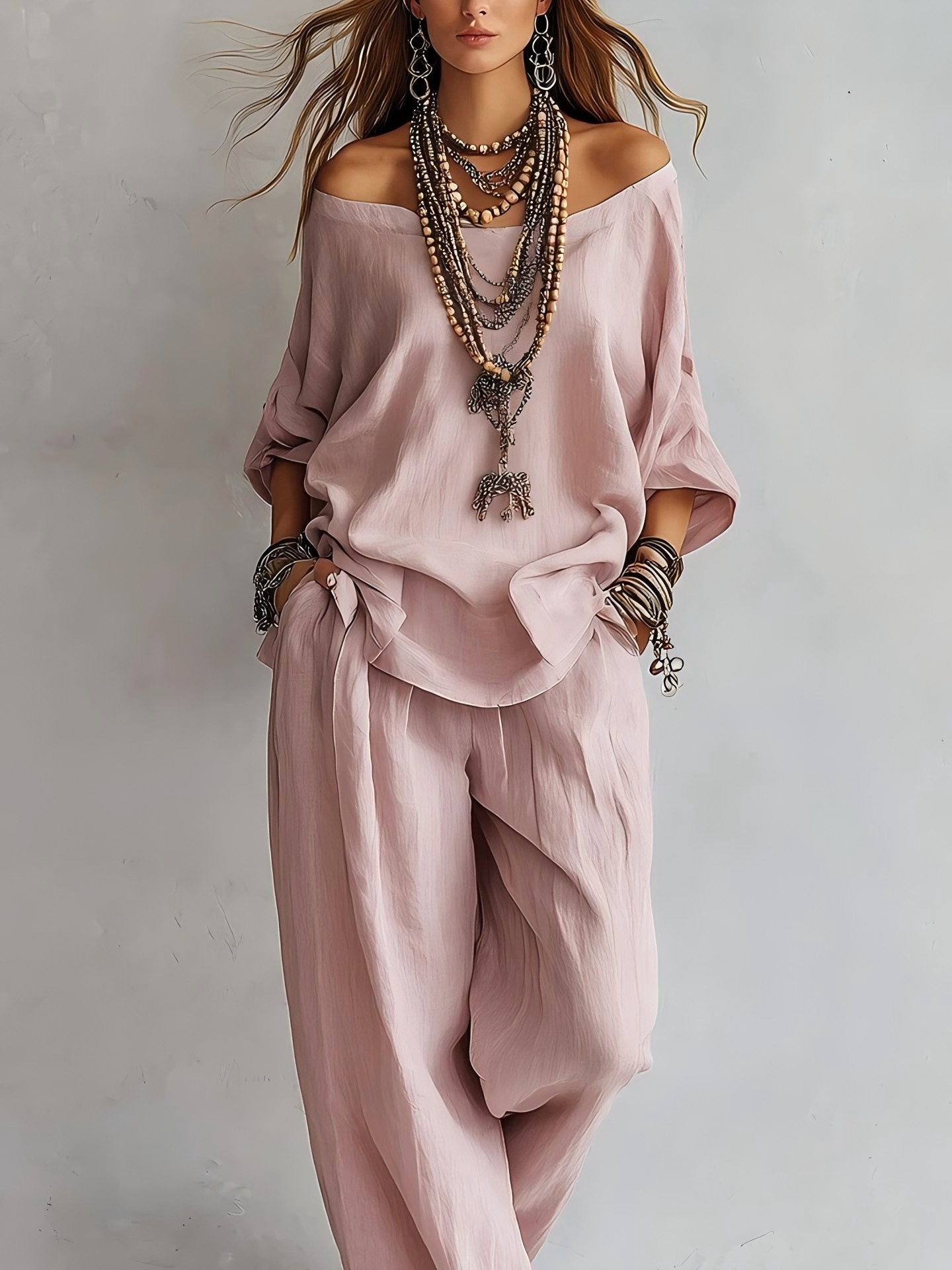 New Women's Cotton-Linen Set