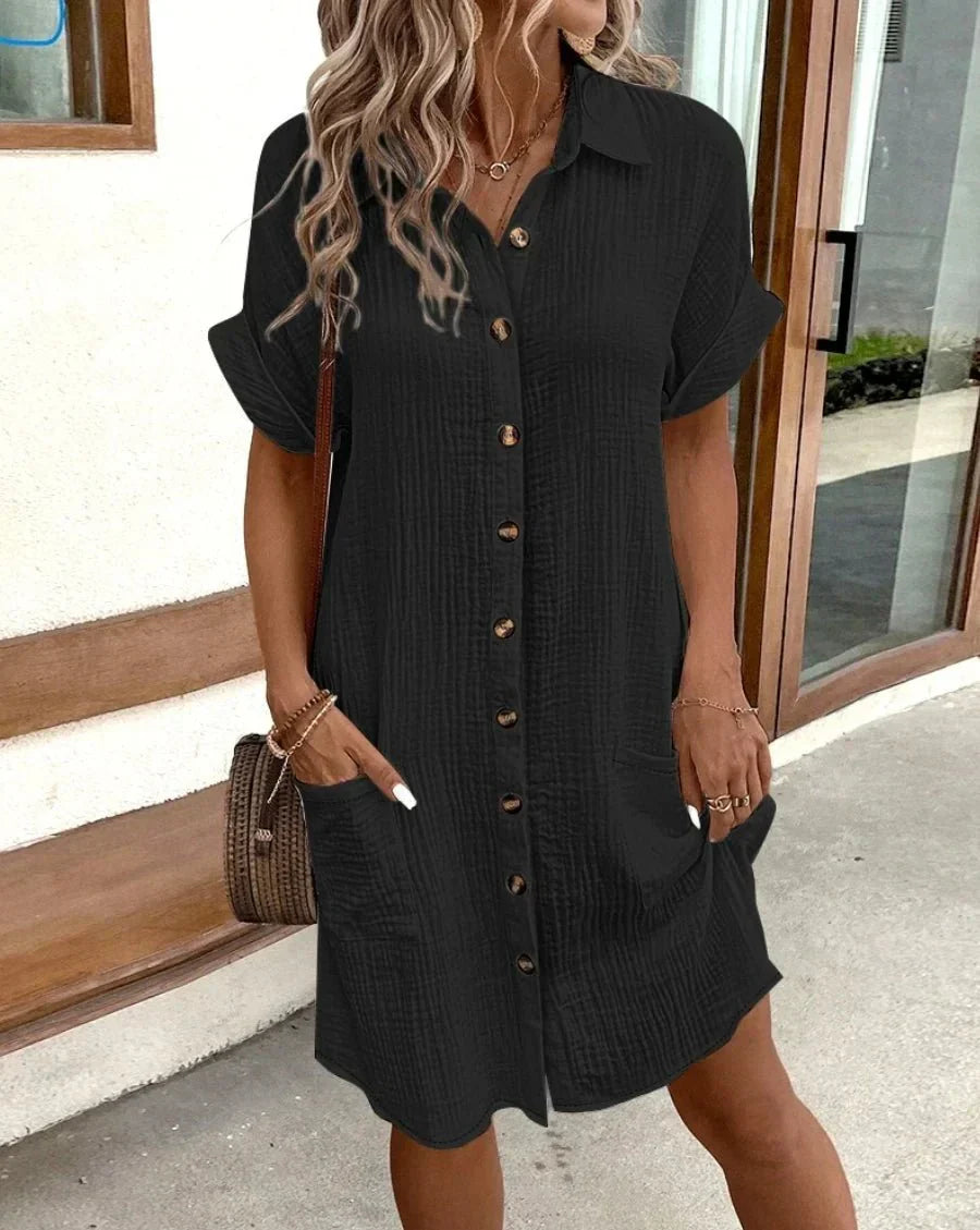 Luz™ - Bequemes Hemdkleid mit Knöpfen