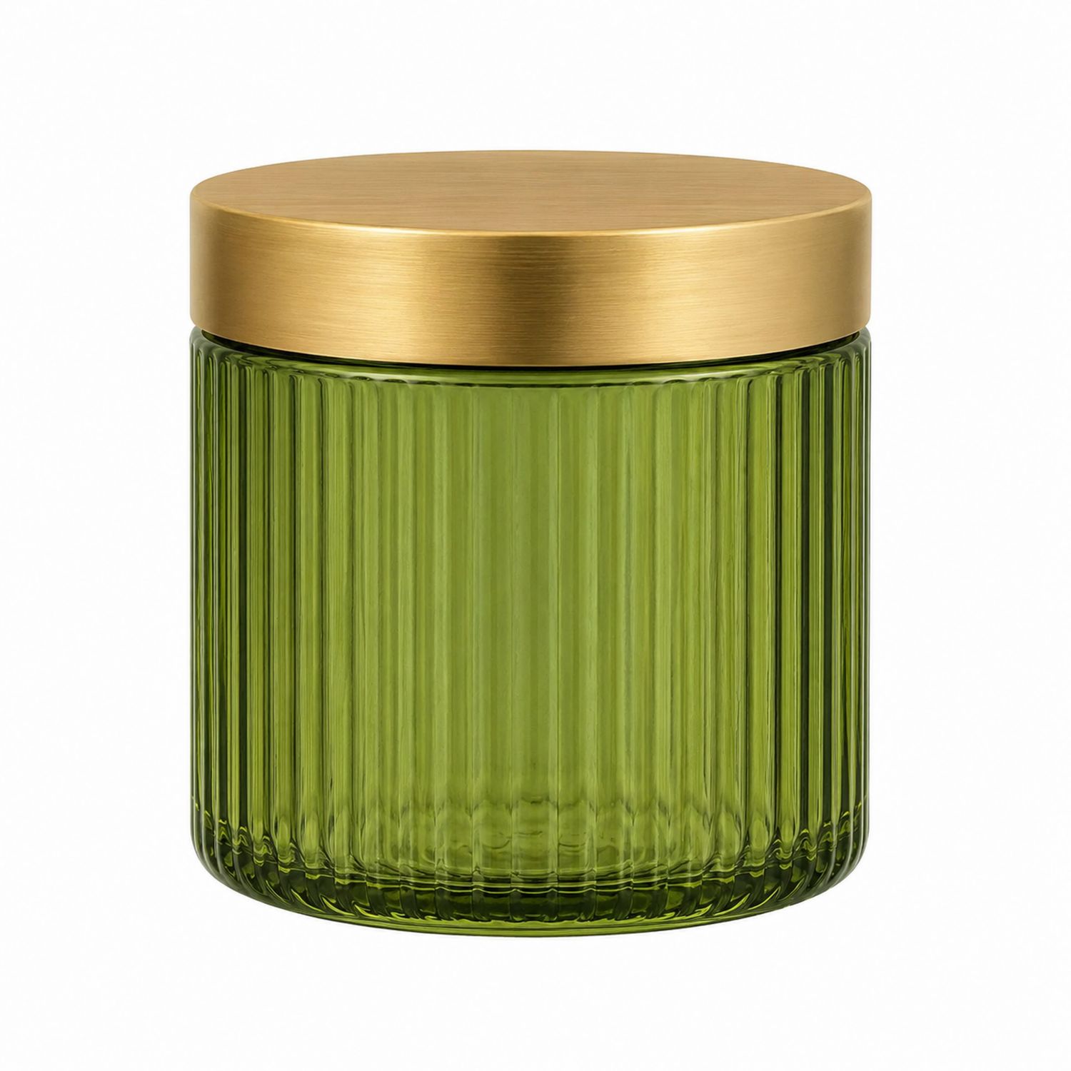 Vaso in Vetro Verde con Coperchio Dorato-Cavessahome