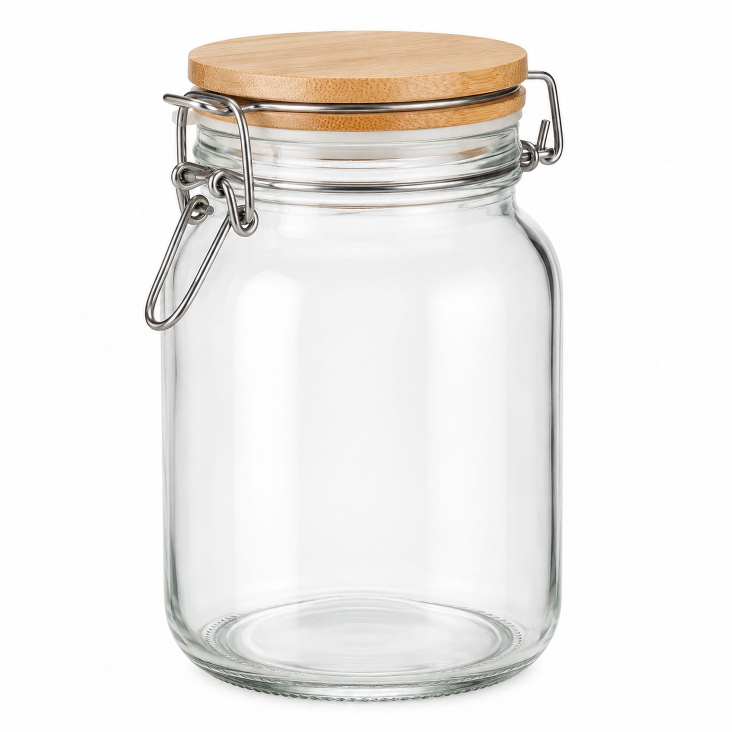 Barattolo in vetro con coperchio in bambù 1300ml trasparente-Cavessahome