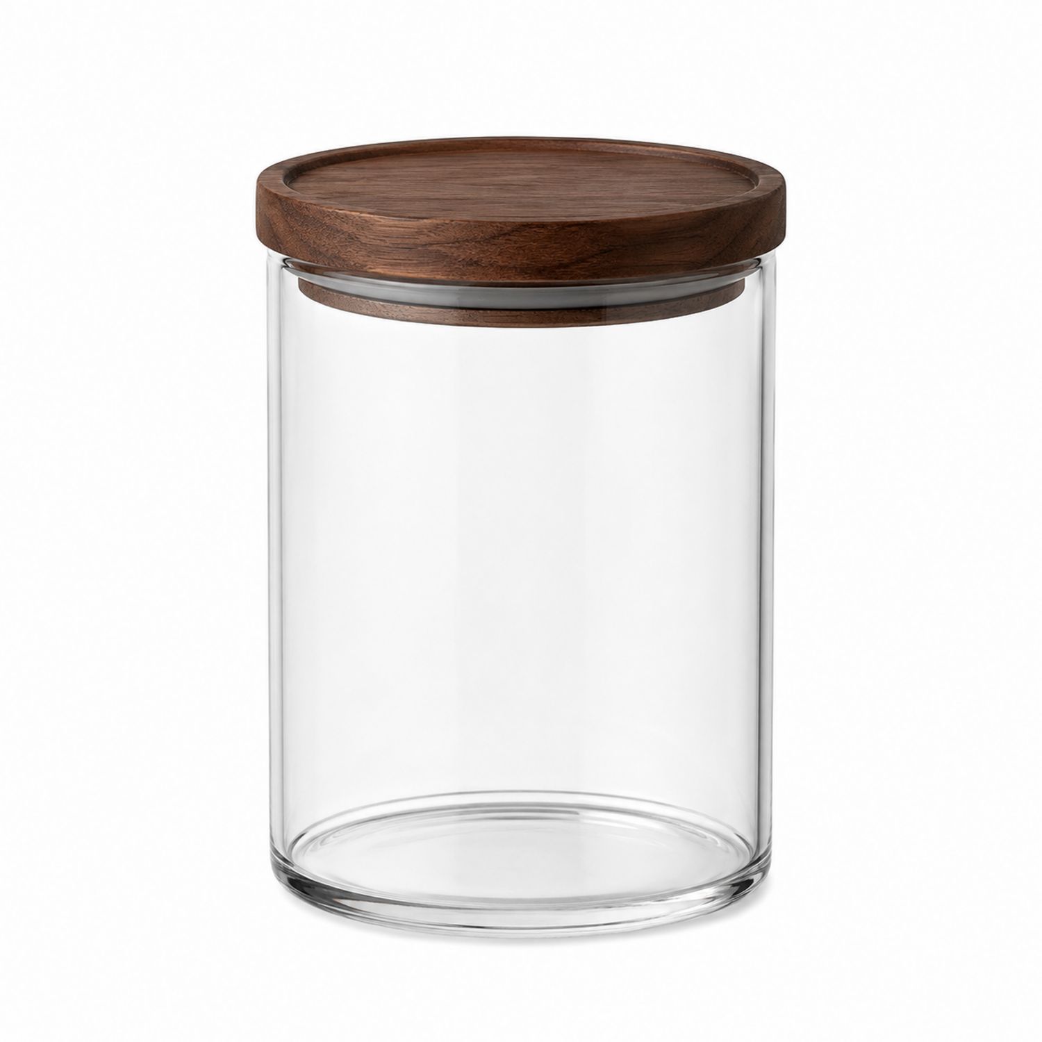 Barattolo in Vetro con Coperchio in Legno 1000ml Trasparente/Marrone-Cavessahome